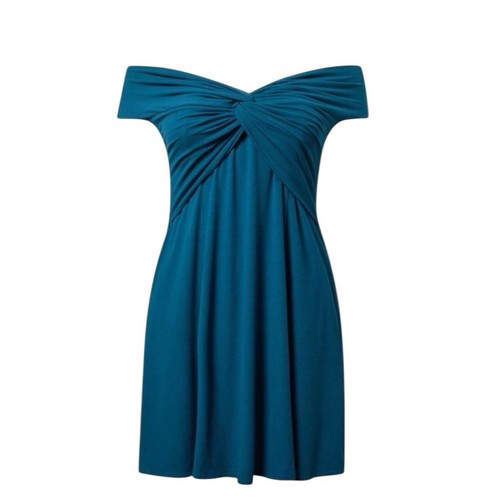 Torrid Twist Front Schulterfrei Blau Kleid mit Taschen 3X Neu mit Etikett