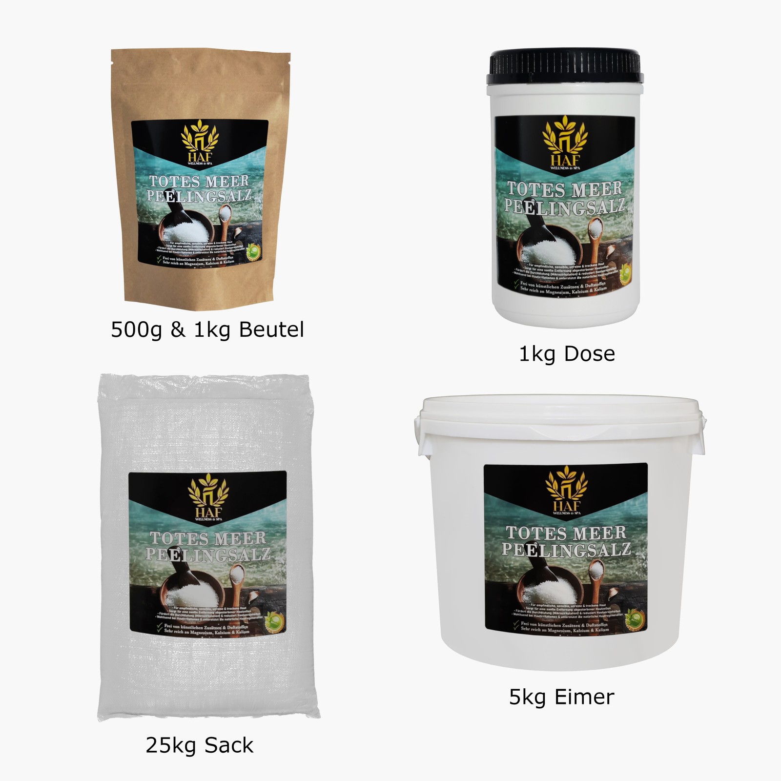 HAF® Premium Totes Meer Peelingsalz 1-25 kg Salz 100% naturreines Körperpeeling