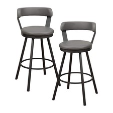 Bar Stools Set of 2 - Appert Upholstered Swivel Barstools with Backs, Sturdy ...