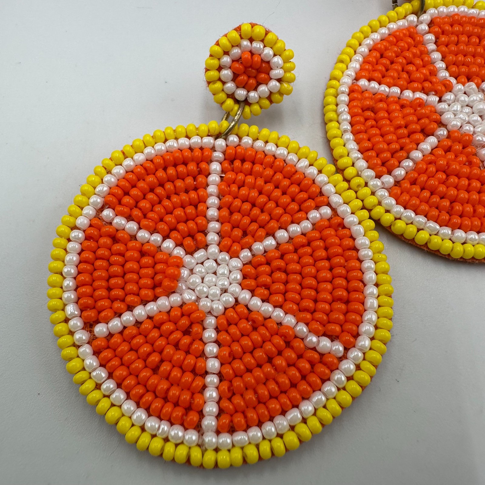 Orange Fruit Beaded Statement Earrings Pierced La… - image 4