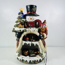 Lighted Snowman 18” Rotating Train Scenes 9 Songs Christmas Costco Boxed