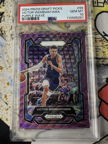 Selecciones de draft Panini Prizm 2024 Victor Wembanyama #99 Purple Wave PSA 10 gemas como nuevo - Imagen 1 de 2