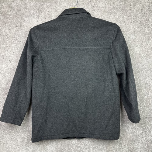 J. Crew Mens Wool Blend Topcoat Car Coat Gray Button Front Winter Warm Large - Picture 5 of 8