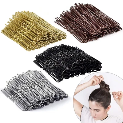 50 Waved Hair Pins Black Blonde Brown Bun Pins Hair Slides Kirby Grips 5cm