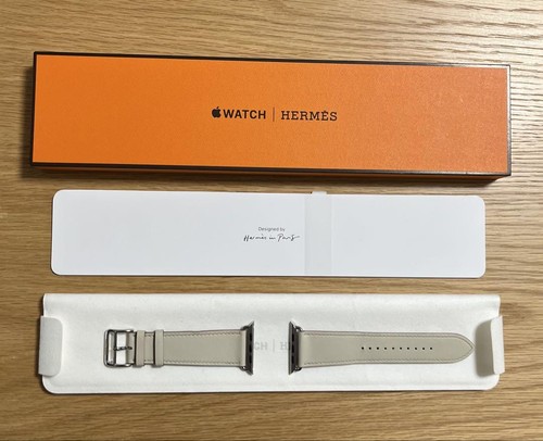 Hermès Vo Swift Leather Apple Watch Band Strap Beton Adjustable 5.7-7.7 in - Photo 2 sur 16