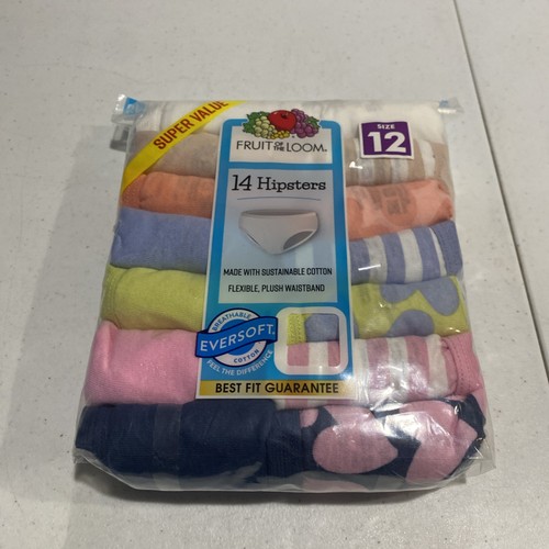 Fruit of the Loom Girls' 14pk 'Hearts and Stripes' Hipster 12 - Picture 1 of 6