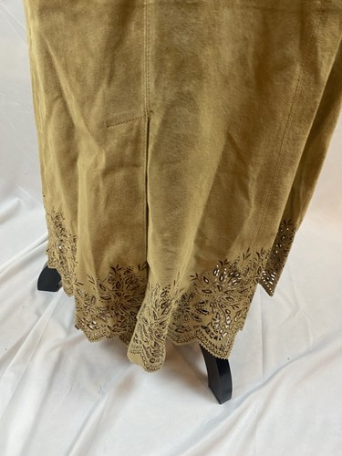 Vintage 90’s Coldwater Creek Suede Leather Boho Long Skirt Women’s Size 6 - Picture 12 of 14