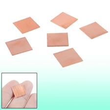 6 Pcs 15mm x 15mm x 0.5mm CPU Heatsink Copper Shim Spacer Pad for Laptop