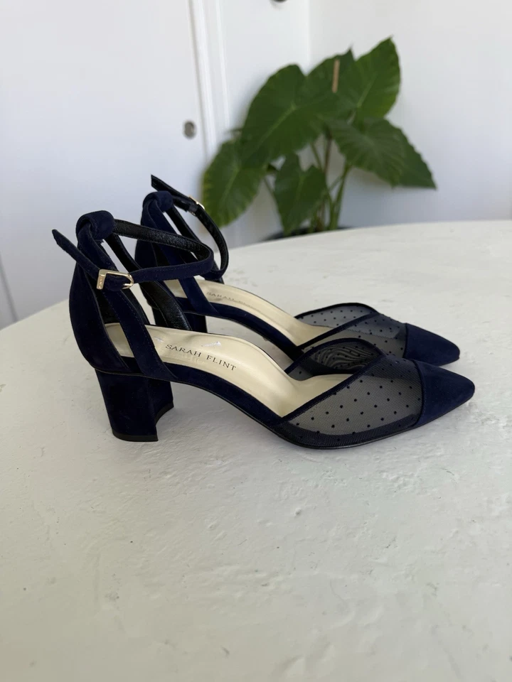 Sarah Flint Parker 50 azul marino talla 37,5 EE. UU. 7,5 NUEVO SIN ETIQUETAS Foto 4 de 4