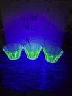 Vintage Depression Era Uranium Green Glass Small Cups - Set Of 3
