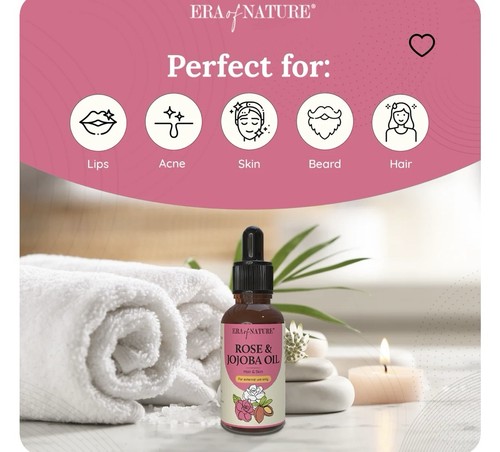 era of nature Rose and Jojoba Oil - 100% Cold-Pressed Pure Rose & Jojoba Oil 1oz - Bild 2 von 5