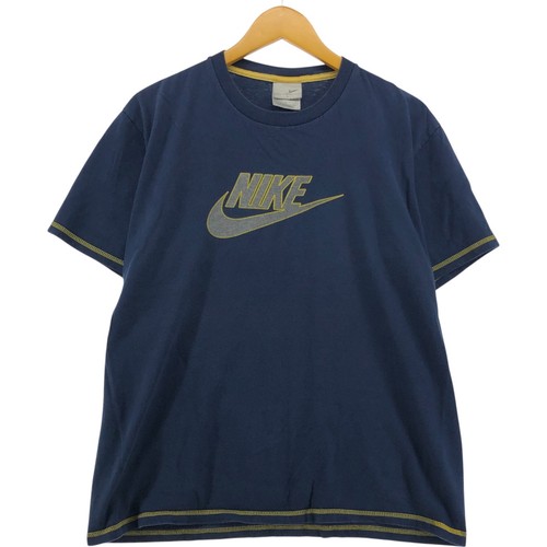 NIKE T-shirt cotton navy blue type mens L /eaa564526