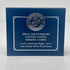 2025-P Marine Corps 250th Anniversary Silver Eagle 1oz Proof Coin Box COA USMC