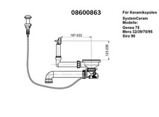 Ablaufgarnitur für Keramik Spülen SystemCeram mit Exzenter Genea 75,Siro 90,Mera