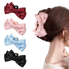 4-Piece Large Satin Bows Hair Claw Clips for Women  Girls, Cute Bow Hair Cla...