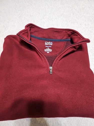 Croft & Barrow Felpa Pullover Uomo/Pile Extra Morbido 1/4 Zip/BORDEAUX/XL - Foto 19 di 20
