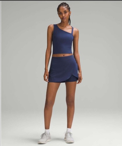 Lululemon Größe 6 hoch geschnitten Wickel Tennisrock marineblau EUC C12