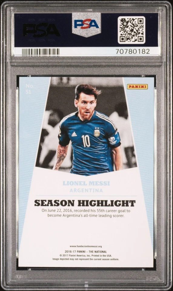 2017 Panini National Convention #S1 Lionel Messi Rapture #/99 PSA 9 - Image 2 of 2
