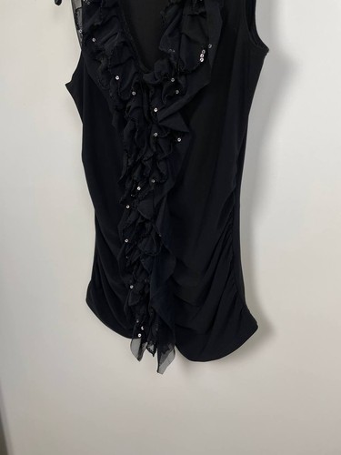 Joseph Ribkoff Blusa Mujer Negro Lentejuelas Talla US 12 - Imagen 3 de 9