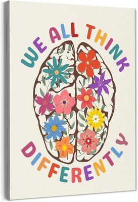 Mental Health Wall Decor - We All Think Differently Neurodiversity Canvas Wall A