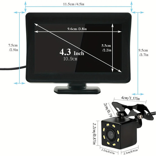 4.3" Monitor Backup Camera Car Rear View HD Display Parking Reverse For Van RV - Picture 3 of 9