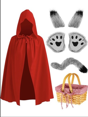 #ad #ad 5 Pc Couples Halloween Costume Accessories Red Riding Hood Cape amp; Basket amp; Wolf $15.99