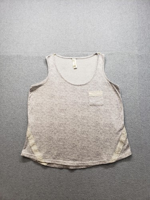 #ad #ad Jessica Simpson Tank Top Women Large Gray Lace Trim Pocket Shirt Casual $12.99