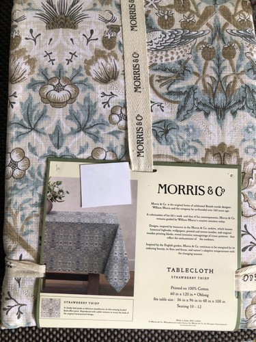 Morris & Co Erdbeerdieb Blumenmuster 60 x 120" Baumwolle Tischdecke -- Neu mit Etikett - Bild 4 von 4