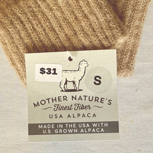 Alpaca Fingerless Gloves Fine Knit SMALL Beige Mother Nature’s Finest Fiber USA - Picture 2 of 6