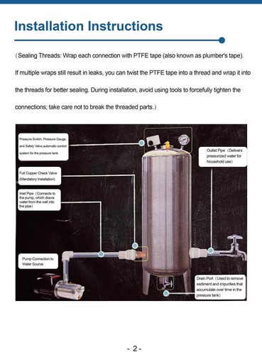 26.4-66 Gal Pressurized Well Tank Stainless Steel Water Pressure Tank For Well - Picture 11 of 15