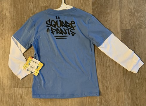 (NWT) Nickelodeon Sponge Bob Boy’s Size S (6-7) Blue Long Casual Sleeve Top - Picture 7 of 8