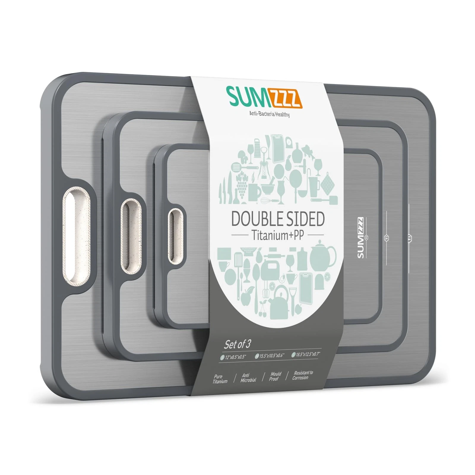 Titanium Cutting Board Double Sided Food Grade, Pure - Durable & Lightweight