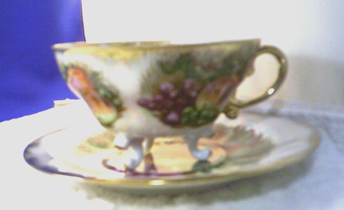 VINTAGE ROYAL SEALY FRUIT APPLES LUSTRE BONE CHINA 3 LEGS TEA CUP &SAUCER JAPAN - Bild 5 von 6