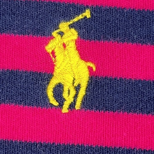 Ralph Lauren Sport Polo Shirt Girls Youth SZ L Burgundy Blue Striped Slim Fit - Picture 3 of 9