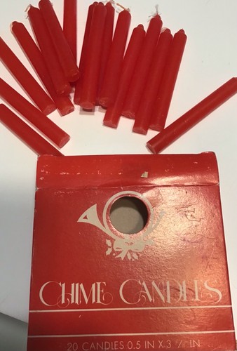 16 Red Chime Wax Candles 3 3/8 in x .5 in Vtg - Afbeelding 1 van 6