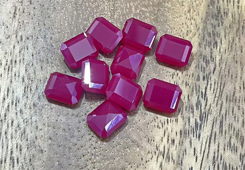 Top quality Emerald Cut Opaque Red Ruby Lab Created AAAA+ Loose Gemstone 1pcs - Picture 3 of 6