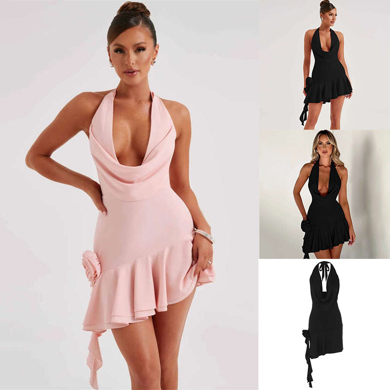 Sexy Lace Up O Neck Waist Skirt Dresses Sexy Lace Up O Neck Waist Skirt Dresses