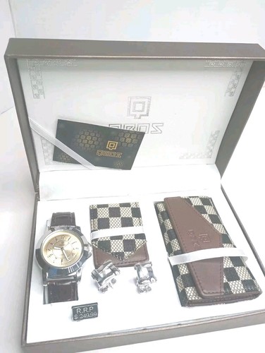 QBOS Herrenuhr Geldklammer/Geldbörse/Manschettenknöpfe unbenutzt mit $249 Etikett schönes Geschenkset - Bild 1 von 11