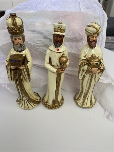 Vintage 1960’s Set Of 3 Wise Men Magi MY Made in Japan Statuen Chalk ware - Bild 2 von 9