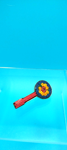 Vintage Italian Mini-Mosaic Hand-Crafted, Hand-Blown Millefiori Banjo Brooch - Picture 2 of 5