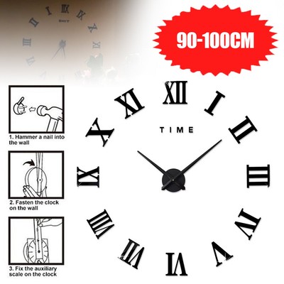 3D Wanduhr Modern Deko Design Wandtattoo Wall Sticker Große DIY Big Watch Clock