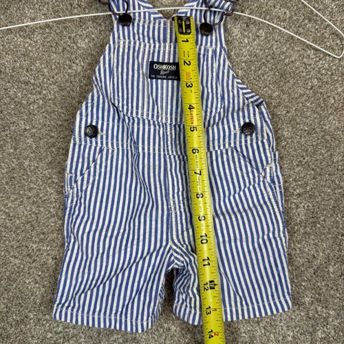 OshKosh B'Gosh Vestbak Bibs Overalls 9 Months Denim Blue White Engineer - Picture 11 of 13