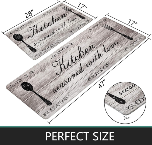 anti Fatigue Kitchen Mat Set of 2 Non Slip Kitchen Rugs and Mats Farmhouse Water - Picture 3 of 12
