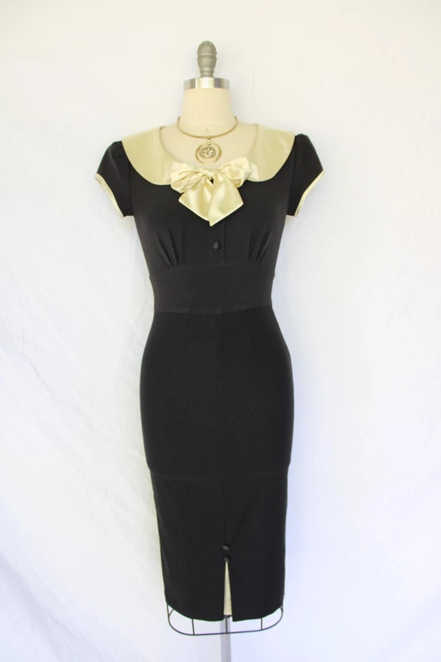 Vestido Stop Staring Alicia Estrada Pin Up Bombshell Rockabilly Retro Lápiz Negro Foto 2 de 4