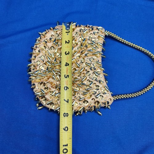 Vintage Gold Beaded Embellished Small Evening Formal Party Handbag Clutch - Picture 9 of 9