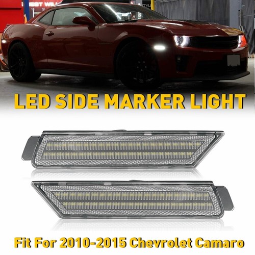 Left & Right Front Bumper LED Side Marker Light White For Chevrolet Camaro 10-15 - Picture 15 of 19