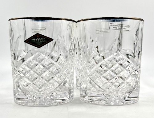 SET OF 4 SHANNON CRYSTAL DUBLIN PLATINUM OLD FASHIONED GLASSES - Picture 11 of 16