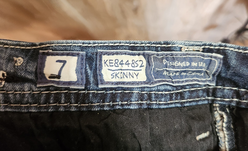 Miss Me Jeans Girls Skinny Denim Blue Jeweled Embroidered Sz 7 western rodeo - Picture 4 of 5