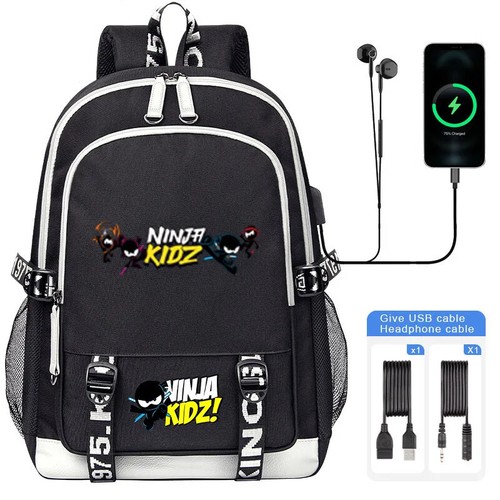Cartoon Ninja Kidz USB Backpacks Large Capacity school bag Laptop Shoulder Bag - Picture 50 of 55