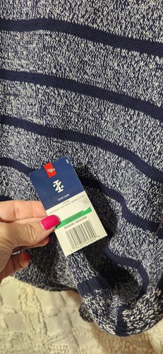 Izod Sweater Boys L 14 /16 Preppy Schoolboy Navy Striped Holiday Academia NWT - Picture 6 of 10